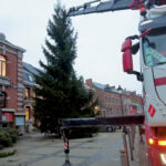 Arrivée du sapin de Noël sur la Grand'Place du Roeulx
